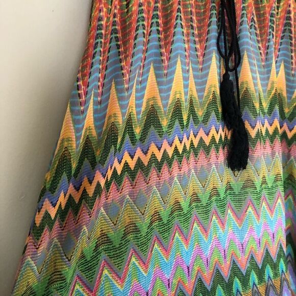 Mix Nouveau Multi Color Chevron Column Print Elastic Waist Maxi Skirt Size Small - Picture 5 of 9